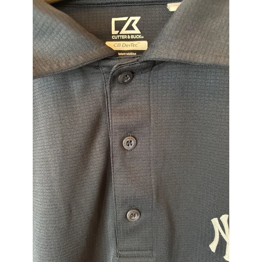 New York Yankees Cutter & Buck CB Drytec Genre Textured Solid Mens‎ Polo, Sz S